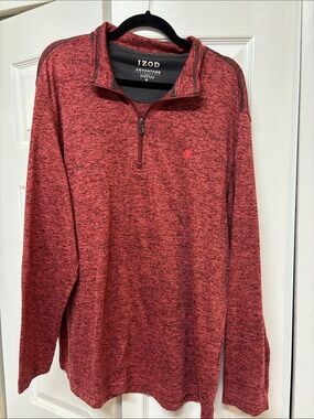 Men’s Izod Red Heather Quarter-Zip Pullover XL